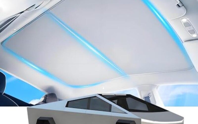 Cybertruck Glass Roof Sunshade — No-Sag Ice-Crystal 2-in-1