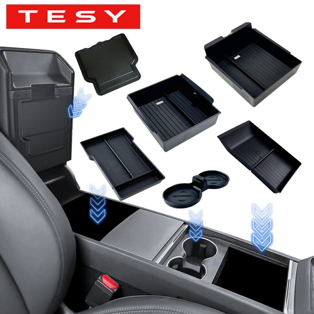 TESY Console & Armrest Storage Box — Tesla Model Y Juniper