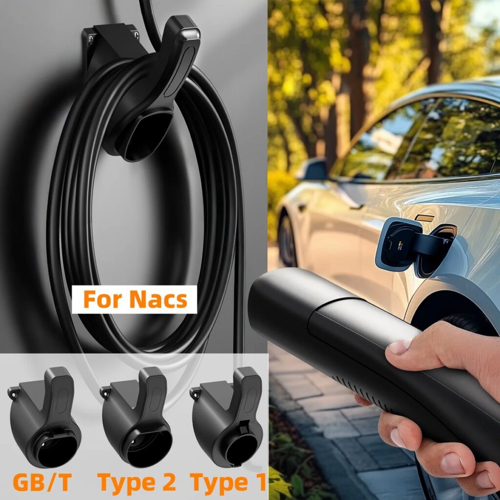 Wall-Mount EV Charger Plug Holder — NACS / J1772
